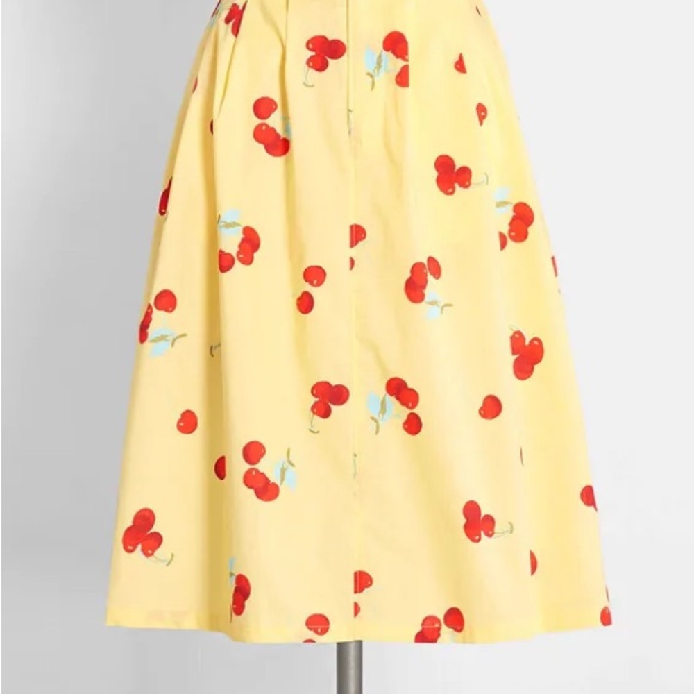 Yellow Cherry Print Skirt